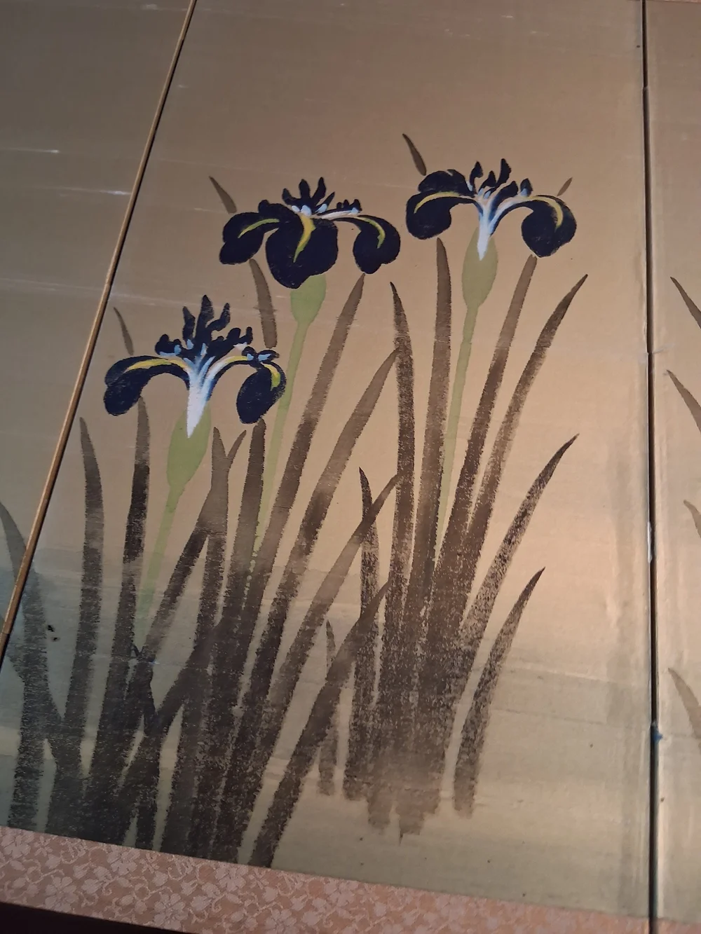 Japanese Four Panel Iris Byobu